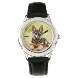 Schattige gepersonaliseerde kinder Duitse herder Horloge