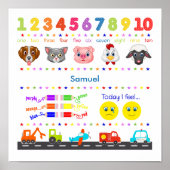 Schattige gepersonaliseerde kleine jongen leert poster (Voorkant)