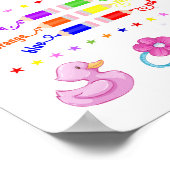 Schattige gepersonaliseerde kleine meid leert poster (Hoek)