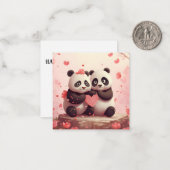 Schattige gepersonaliseerde panda-valentijn notitiekaartje (Voorkant / Achterkant in situ)