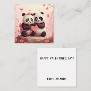 Schattige gepersonaliseerde panda-valentijnskaart notitiekaartje