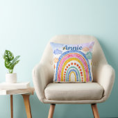 Schattige gepersonaliseerde pastelregenboog kussen (Stoel)