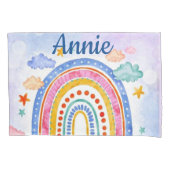 Schattige gepersonaliseerde pastelregenboog kussensloop (Voorkant)