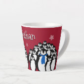 Schattige Gepersonaliseerde Pinguïn Latte Mok (Rechterhoek)