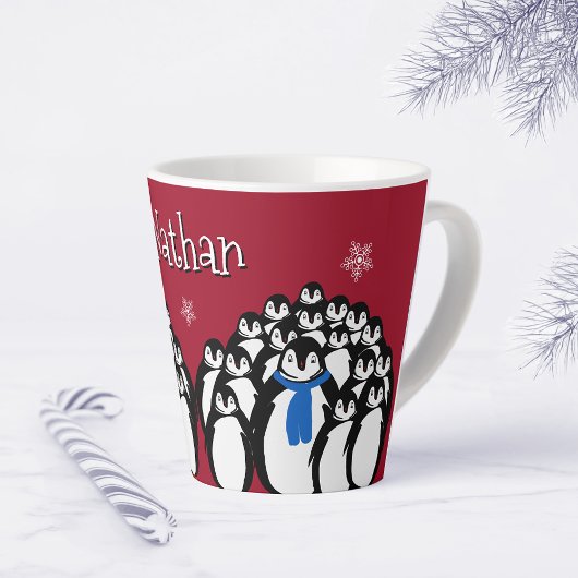 Schattige Gepersonaliseerde Pinguïn Latte Mok