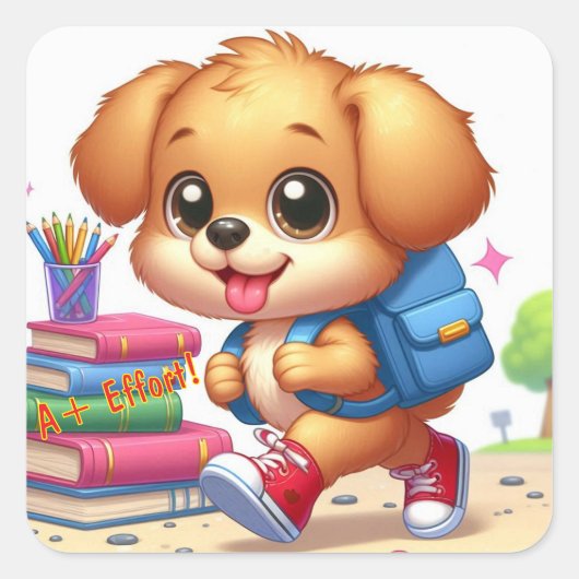 Schattige gepersonaliseerde puppy Sticker (Voorkant)