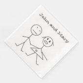 Schattige gepersonaliseerde stick figuur paar serv servetten (Hoek)