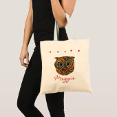 schattige gepersonaliseerde uil tote bag (Voorkant (product))