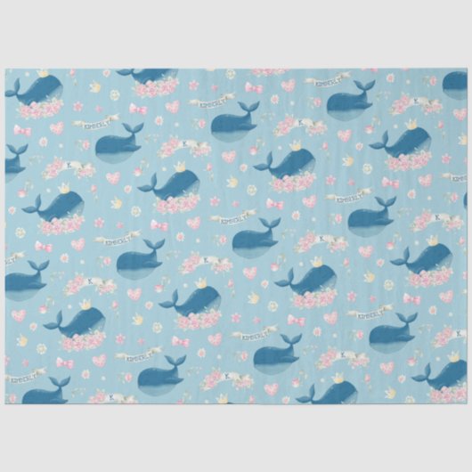 Schattige gepersonaliseerde walvis tissuepapier (Voorkant)