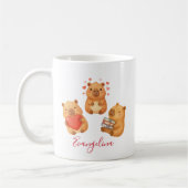 Schattige gepersonaliseerde waterverf capybara koffiemok (Links)