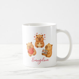 Schattige gepersonaliseerde waterverf capybara koffiemok