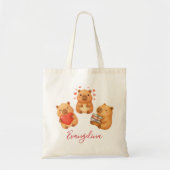 Schattige gepersonaliseerde waterverf capybara tote bag (Voorkant)