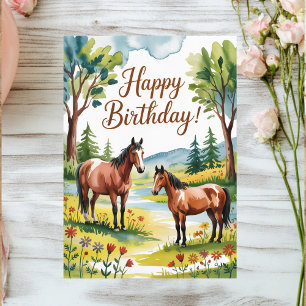 Schattige gepersonaliseerde waterverf paard verjaa briefkaart
