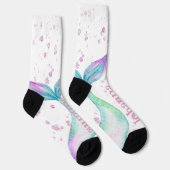 Schattige gepersonaliseerde waterverf zeemeermin sokken (Rechts)