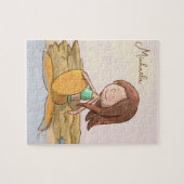 Schattige gepersonaliseerde zeemeermin strand legpuzzel (Horizontaal)