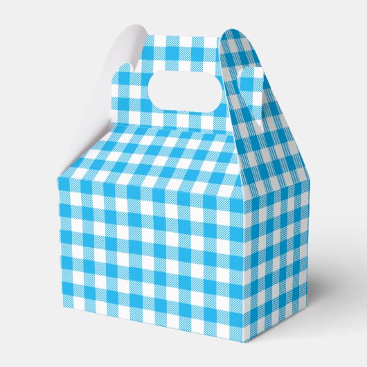 Schattige geruit blauw wit gingham plaid bedankdoosjes (Voorkant Zijde)