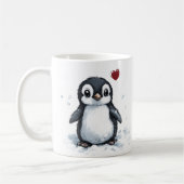 Schattige geschenk, kleine pinguïn met hart, eigen koffiemok (Links)