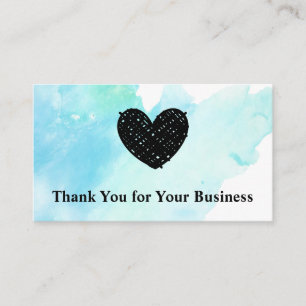 Schattige geschetst hart   WATERVERF   Ty Kaart Visitekaartje