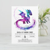 Schattige geschilderd draak digitaal meisje verjaa kaart (Staand voorkant)