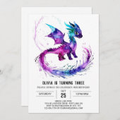 Schattige geschilderd draak digitaal meisje verjaa kaart (Voorkant / Achterkant)