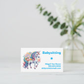 Schattige geschilderde eenhoorn babysitter kindero visitekaartje (Staand voorkant)