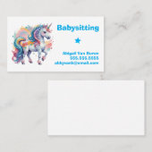 Schattige geschilderde eenhoorn babysitter kindero visitekaartje (Voorkant / Achterkant)