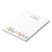 Schattige geschilderde handen leraar waardering notitieblok (Linkerzijde)