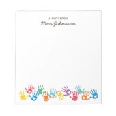 Schattige geschilderde handen leraar waardering notitieblok (Voorkant)