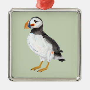 Schattige geschilderde puffin metalen ornament