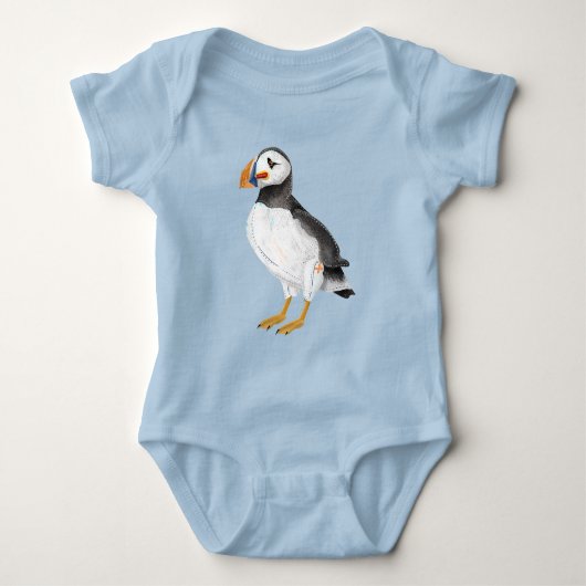 Schattige geschilderde puffin romper (Voorkant)