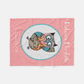 Schattige geschilderde uil, gepersonaliseerd fleece deken (Voorkant (Horizontaal))