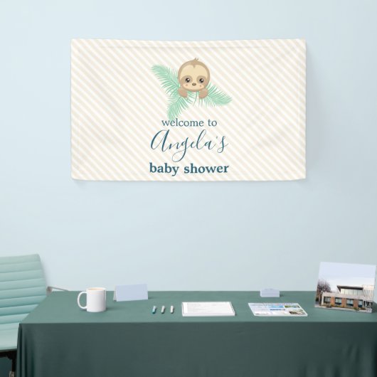 Schattige Geslacht Neutraal Geel Baby Sloth Baby s Spandoek (Beurs)