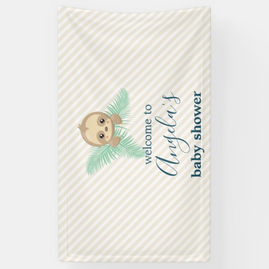 Schattige Geslacht Neutraal Geel Baby Sloth Baby s Spandoek (Verticaal)