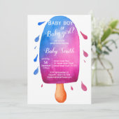 Schattige geslacht onthulling waterverf ijslolly kaart (Staand voorkant)