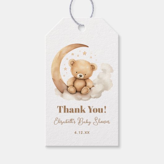 Schattige Geslachtsneutraal Bruin Teddybeer Baby s Cadeaulabel (Voorkant)