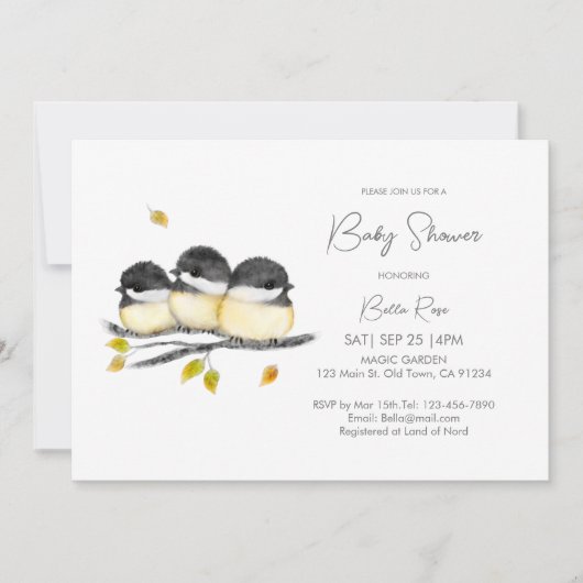 Schattige Geslachtsneutraal Chickadees-Baby shower Kaart (Voorkant)