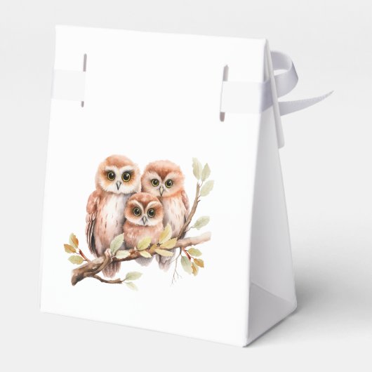 Schattige Geslachtsneutrale Uil Baby shower Bedankdoosjes (Achterkant)