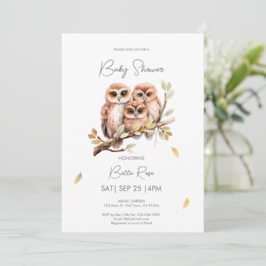 Schattige Geslachtsneutrale Uil Baby shower Kaart (Staand voorkant)