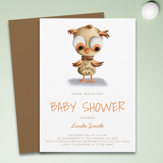 Schattige Geslachtsneutrale Uil Baby shower Kaart