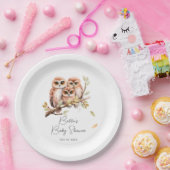 Schattige Geslachtsneutrale Uil Baby shower Papieren Bordje (Feest)