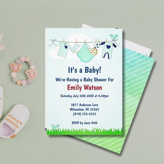 Schattige Geslachtsneutrale waslijn Boho Baby show Kaart