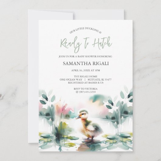 Schattige Geslachtsneutrale Waterverf eend Baby sh Kaart (Voorkant)