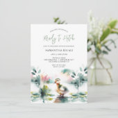 Schattige Geslachtsneutrale Waterverf eend Baby sh Kaart (Staand voorkant)