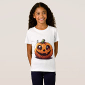 Schattige gesneden Halloween pompoen cartoon ontwe T-shirt (Voorkant volledig)