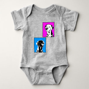 SCHATTIGE GESPOT ZWART & WIT HONDEN TEKENEN PAW PR ROMPER
