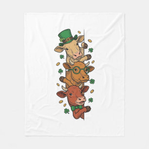 Schattige Gestapelde Koeien St Patrick Vintage Gra Fleece Deken