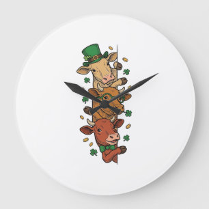 Schattige Gestapelde Koeien St Patrick Vintage Gra Grote Klok
