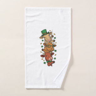 Schattige Gestapelde Koeien St Patrick Vintage Gra Handdoek