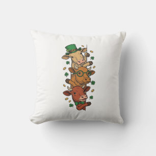 Schattige Gestapelde Koeien St Patrick Vintage Gra Kussen