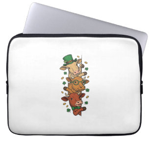 Schattige Gestapelde Koeien St Patrick Vintage Gra Laptop Sleeve